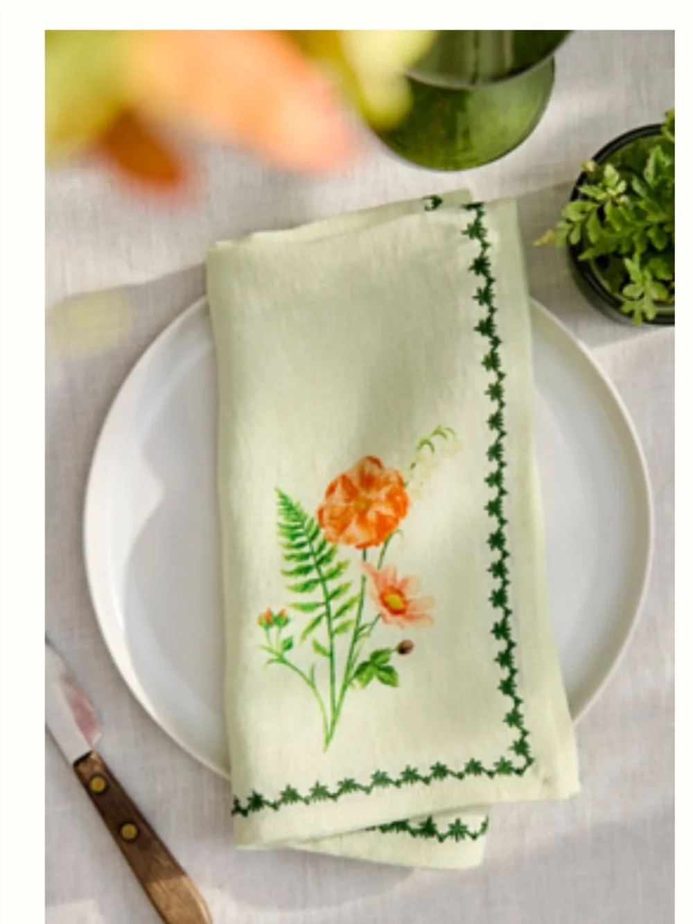 Terrain- Floral Illustration Linen Napkins, Set of 2